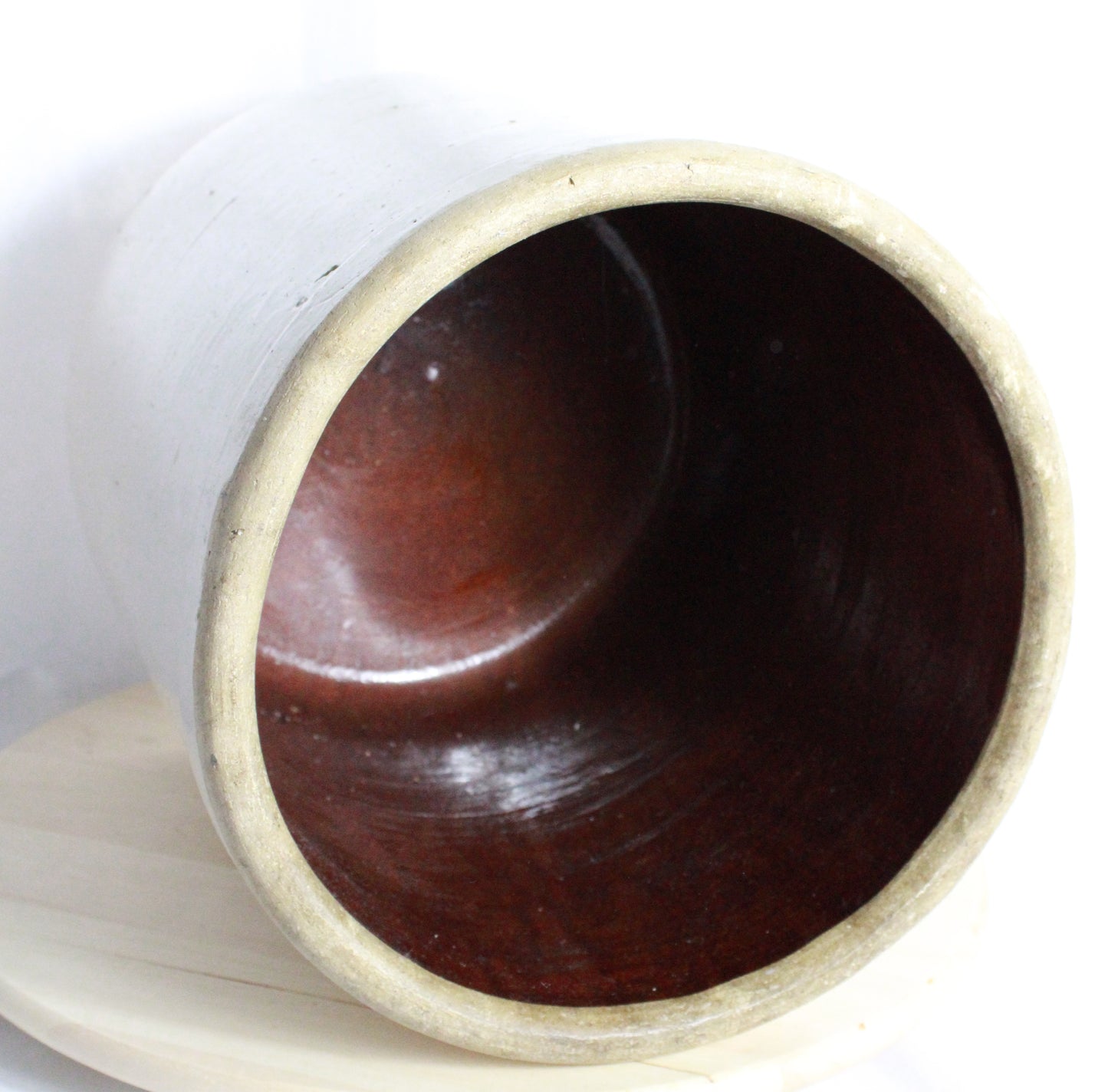 Antique American Stoneware Crock with Albany Slip Interior