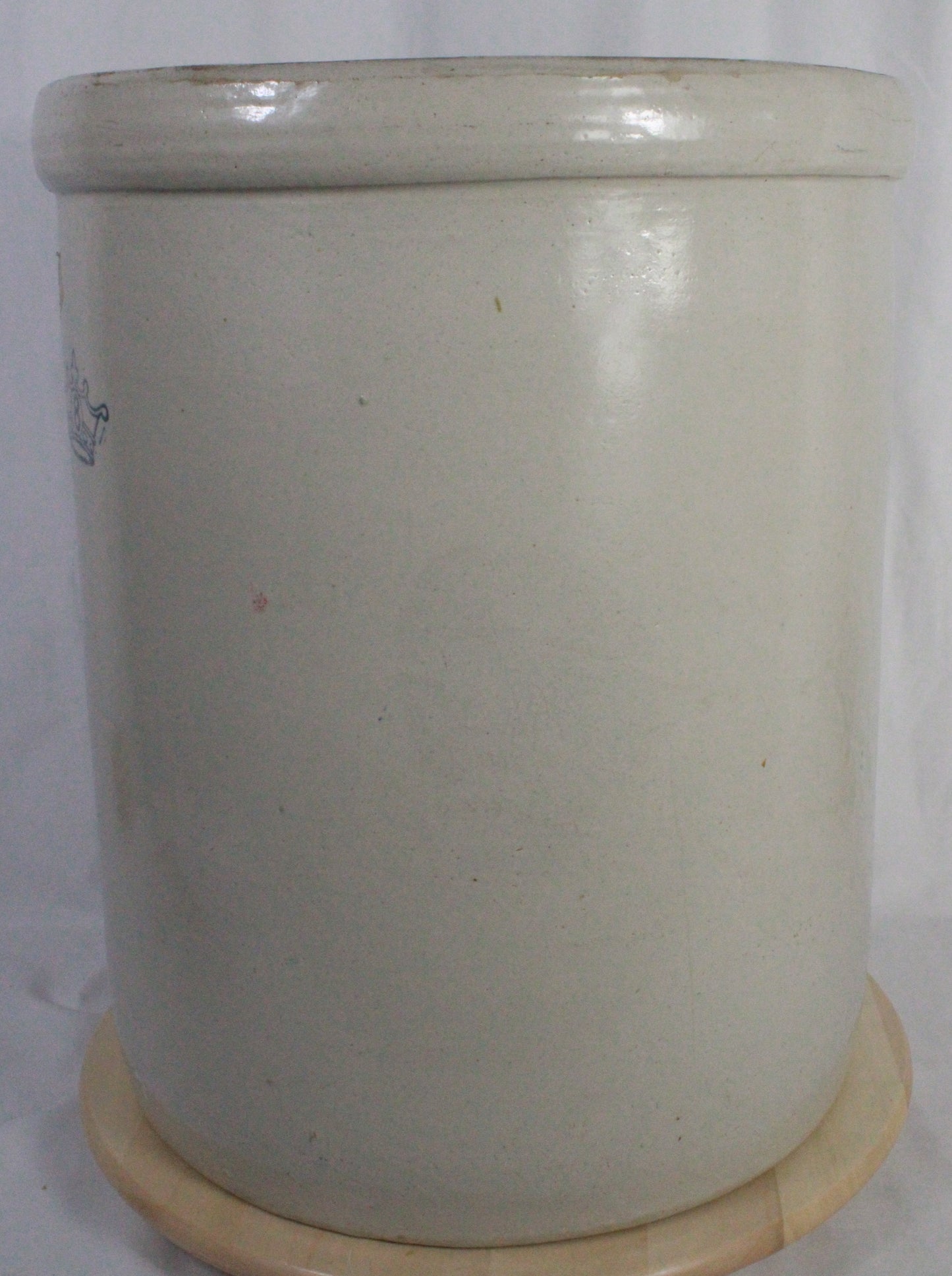 Antique Robinson Ransbottom Style Blue Crown 8 Gallon Stoneware Crock