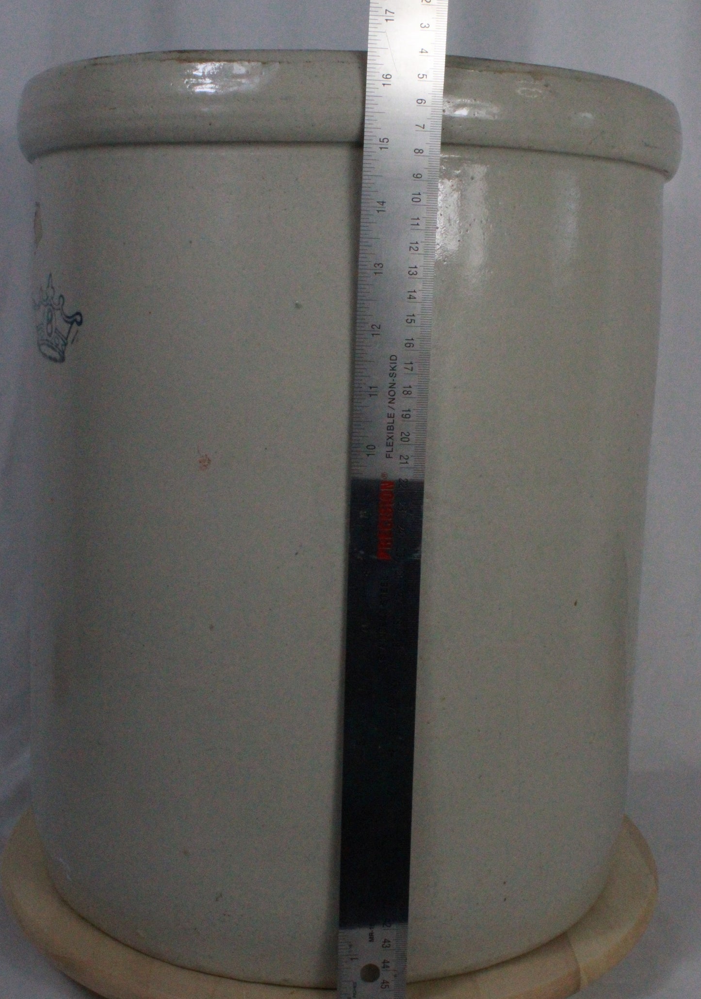 Antique Robinson Ransbottom Style Blue Crown 8 Gallon Stoneware Crock