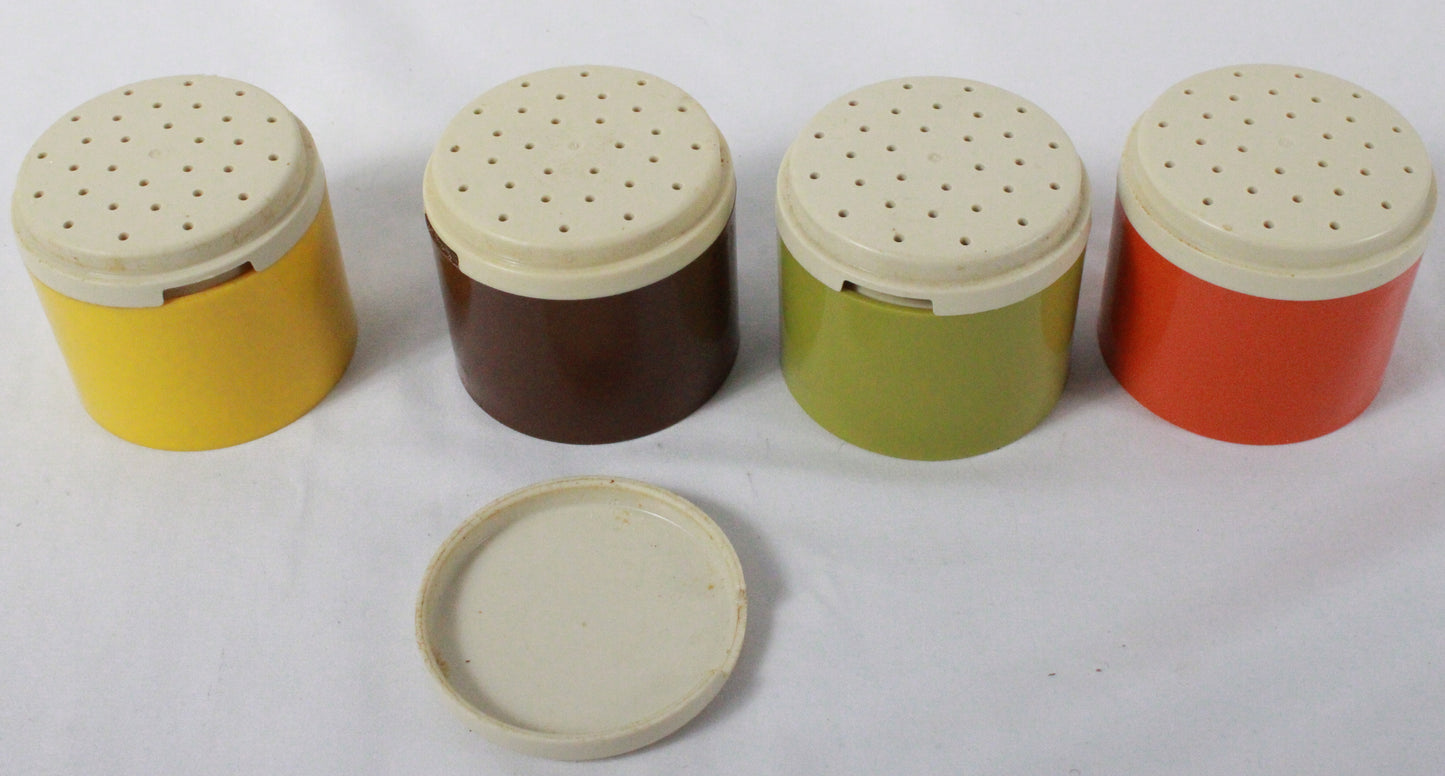Vintage Tupperware Stacking Spice Shaker Set - Four Tier Earth Tones