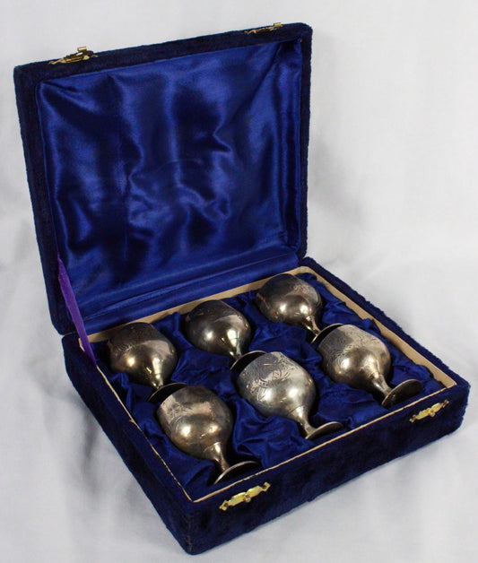 Vintage EPNS Silver-Plated Miniature Goblets in Velvet Case - Set of 6