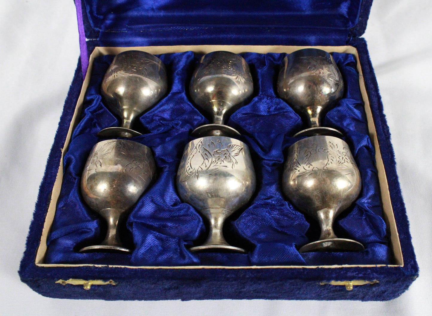 Vintage EPNS Silver-Plated Miniature Goblets in Velvet Case - Set of 6