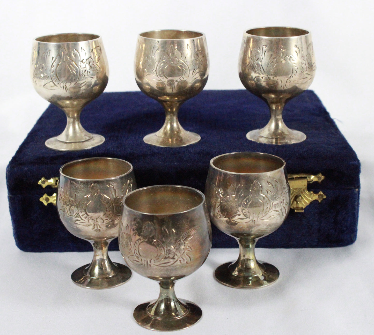 Vintage EPNS Silver-Plated Miniature Goblets in Velvet Case - Set of 6