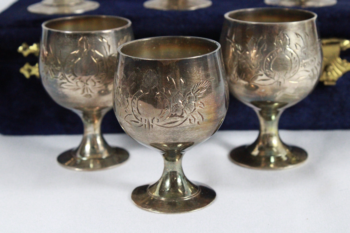 Vintage EPNS Silver-Plated Miniature Goblets in Velvet Case - Set of 6
