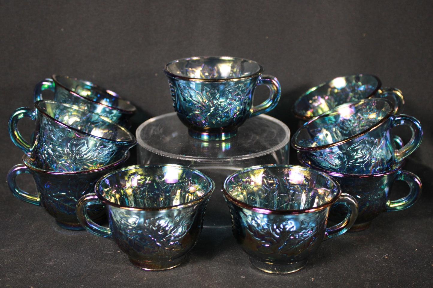 Indiana Glass Harvest Grape Carnival Glass Punch Set