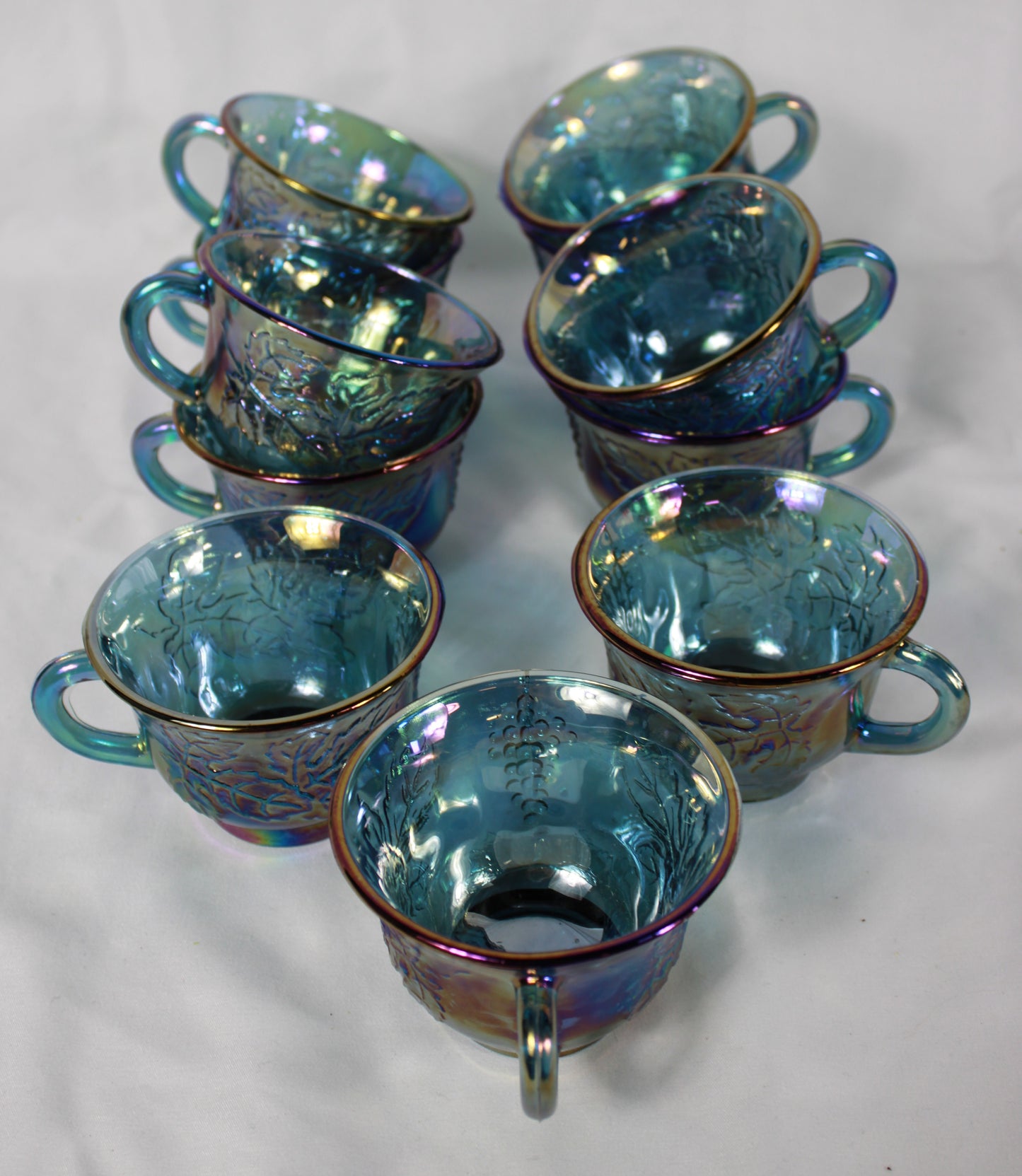 Indiana Glass Harvest Grape Carnival Glass Punch Set