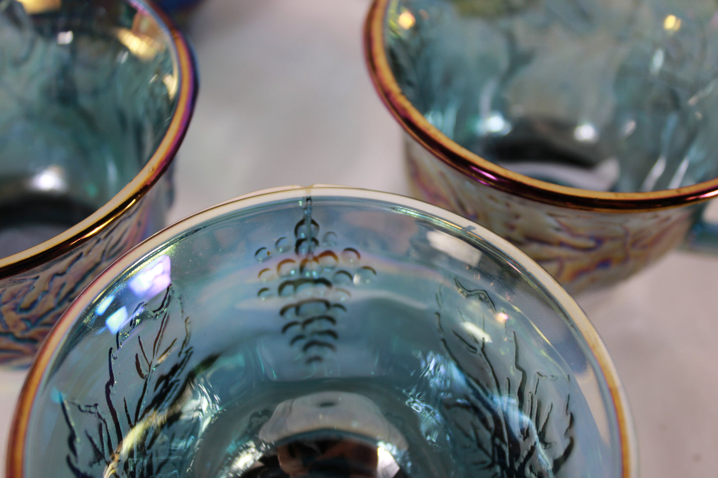 Indiana Glass Harvest Grape Carnival Glass Punch Set