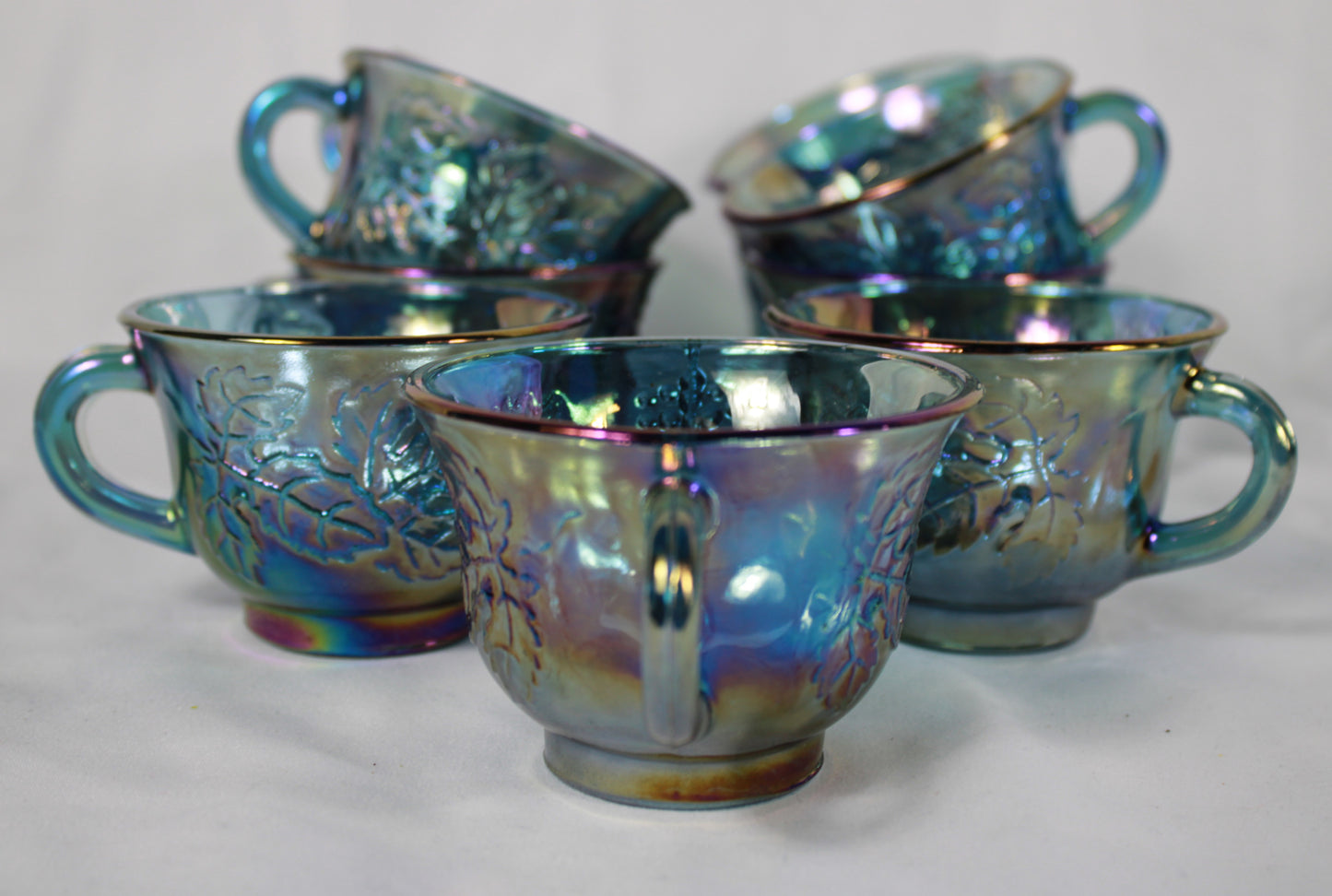 Indiana Glass Harvest Grape Carnival Glass Punch Set