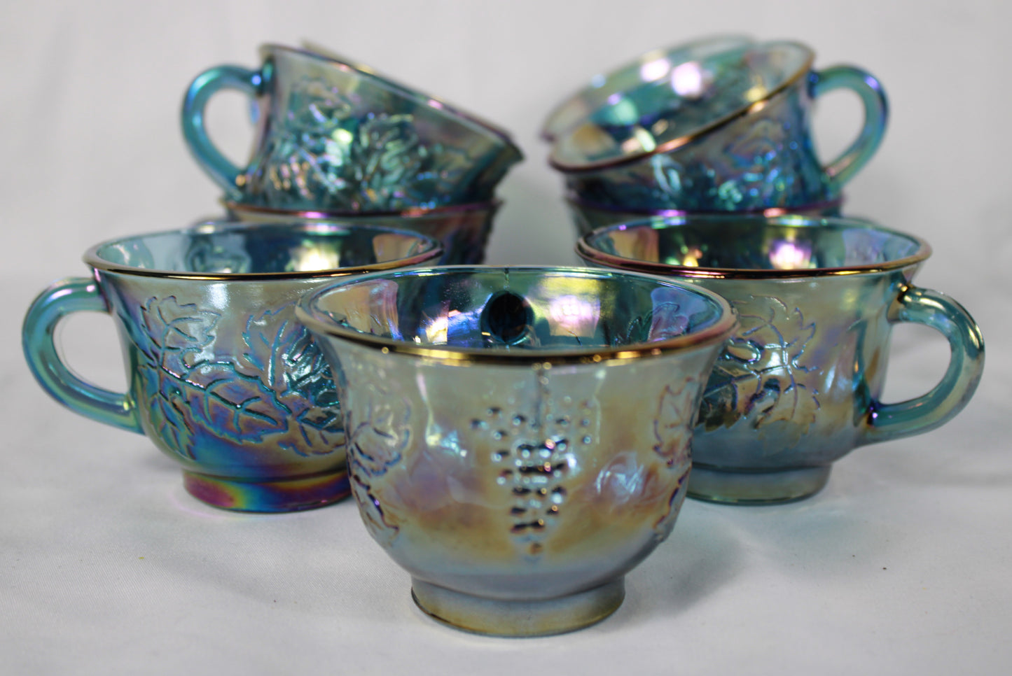 Indiana Glass Harvest Grape Carnival Glass Punch Set