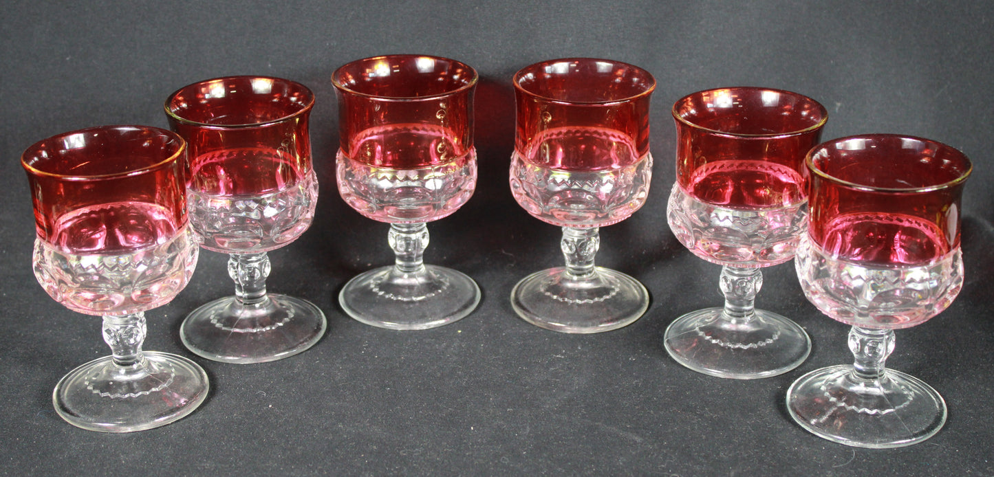Cranberry Flash Compote and Cordial Glass Set