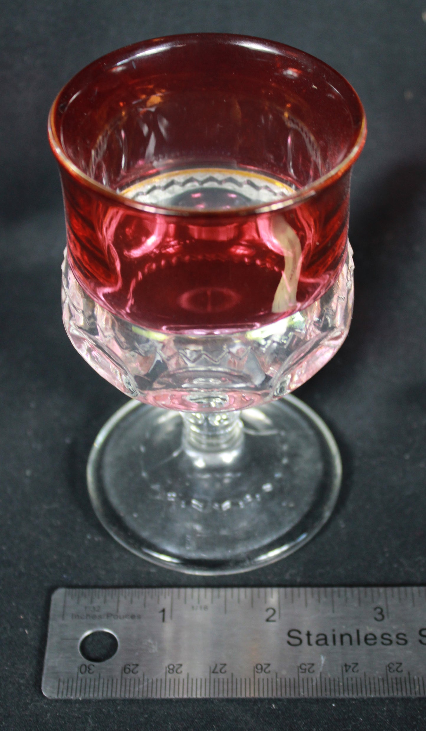 Cranberry Flash Compote and Cordial Glass Set