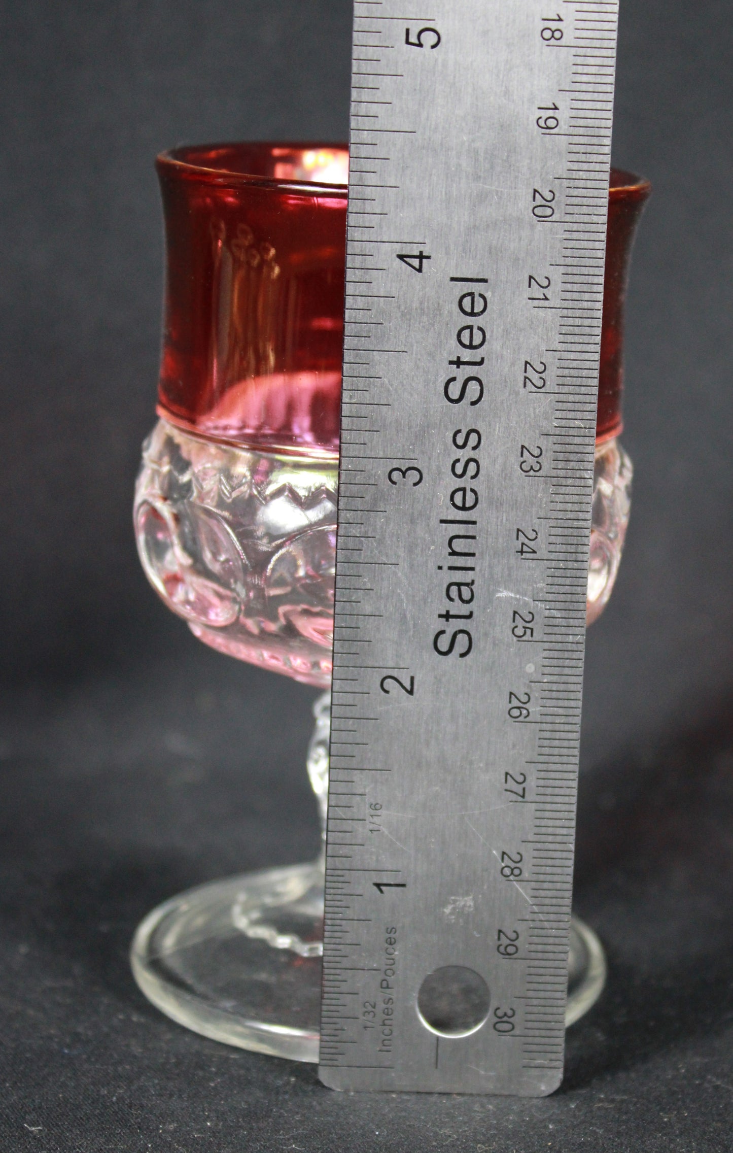 Cranberry Flash Compote and Cordial Glass Set