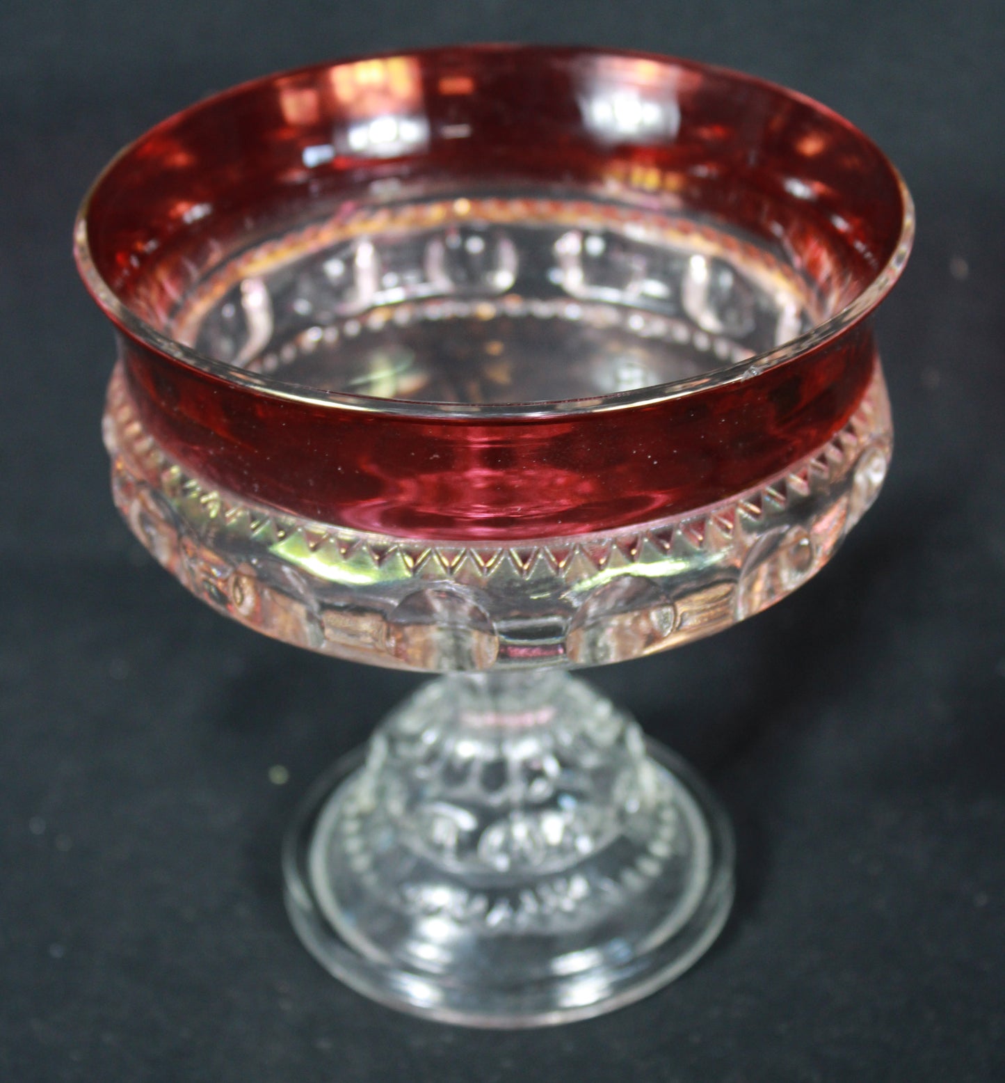 Cranberry Flash Compote and Cordial Glass Set