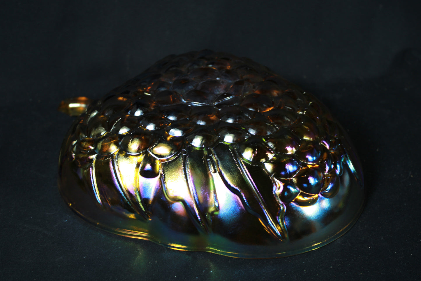 Vintage Indiana Glass Iridescent Gold Carnival Glass 3 Piece Salad and Fruit Bowl Set with Original Box