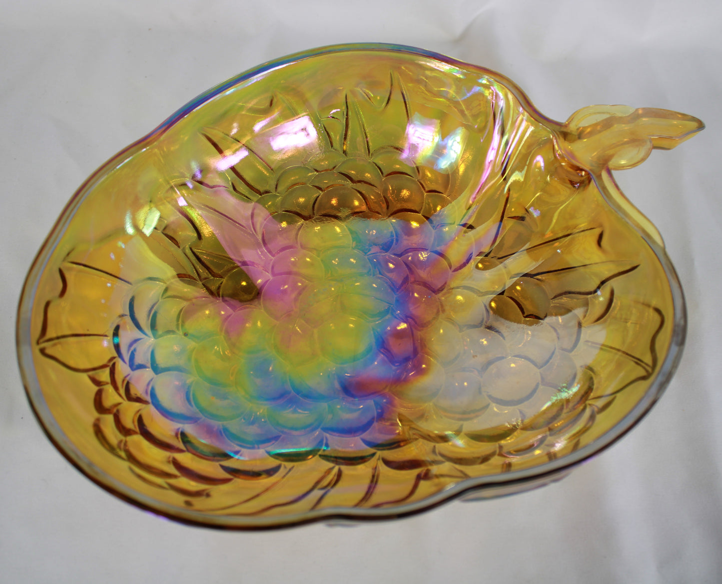 Vintage Indiana Glass Iridescent Gold Carnival Glass 3 Piece Salad and Fruit Bowl Set with Original Box