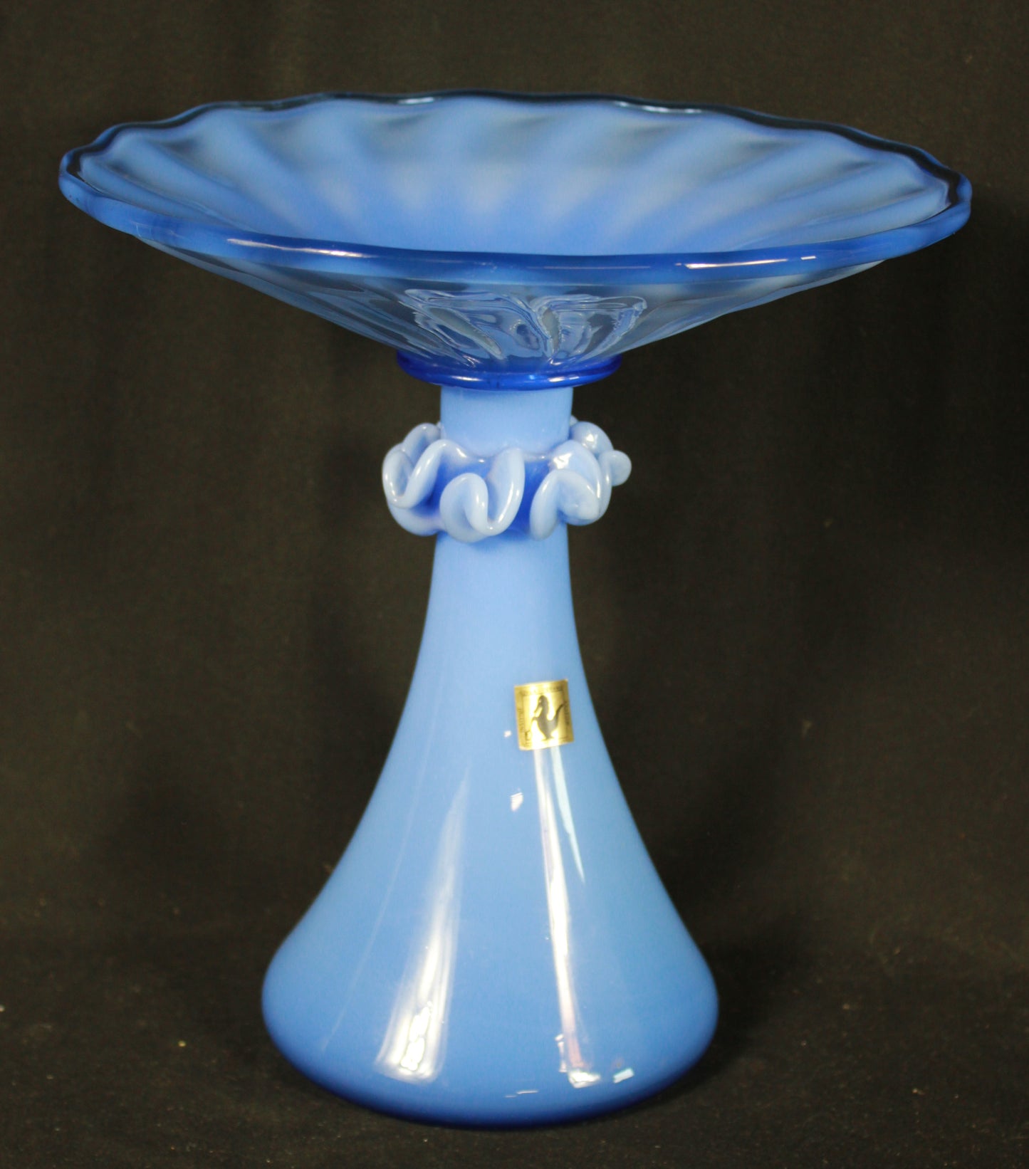 Krakow Institute of Glass Blue Opaline Pedestal Bowl Handmade in Poland