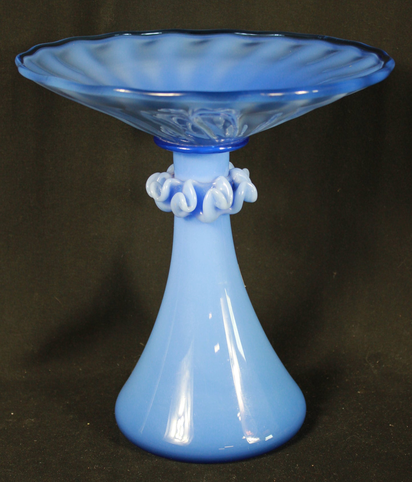 Krakow Institute of Glass Blue Opaline Pedestal Bowl Handmade in Poland