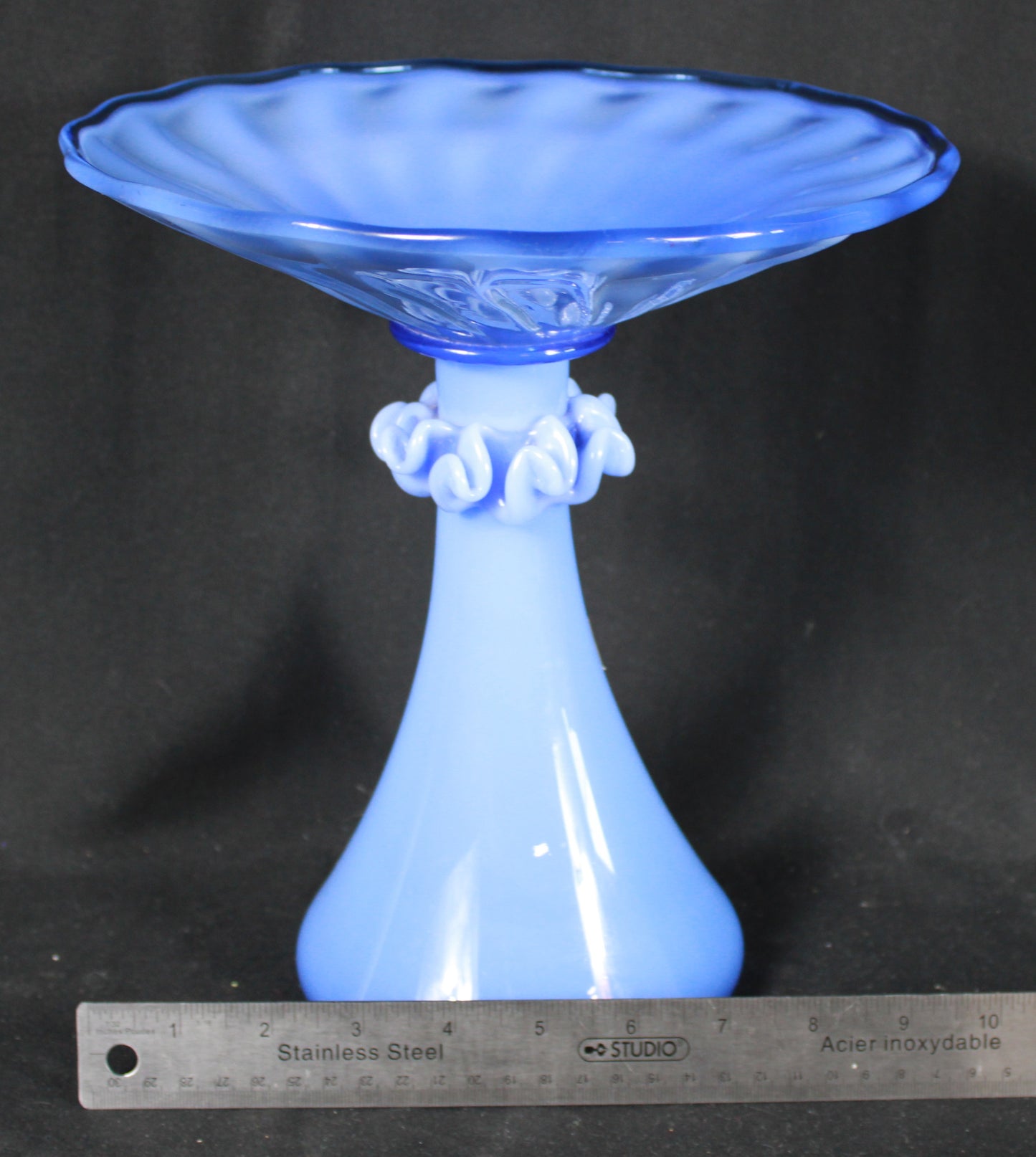 Krakow Institute of Glass Blue Opaline Pedestal Bowl Handmade in Poland