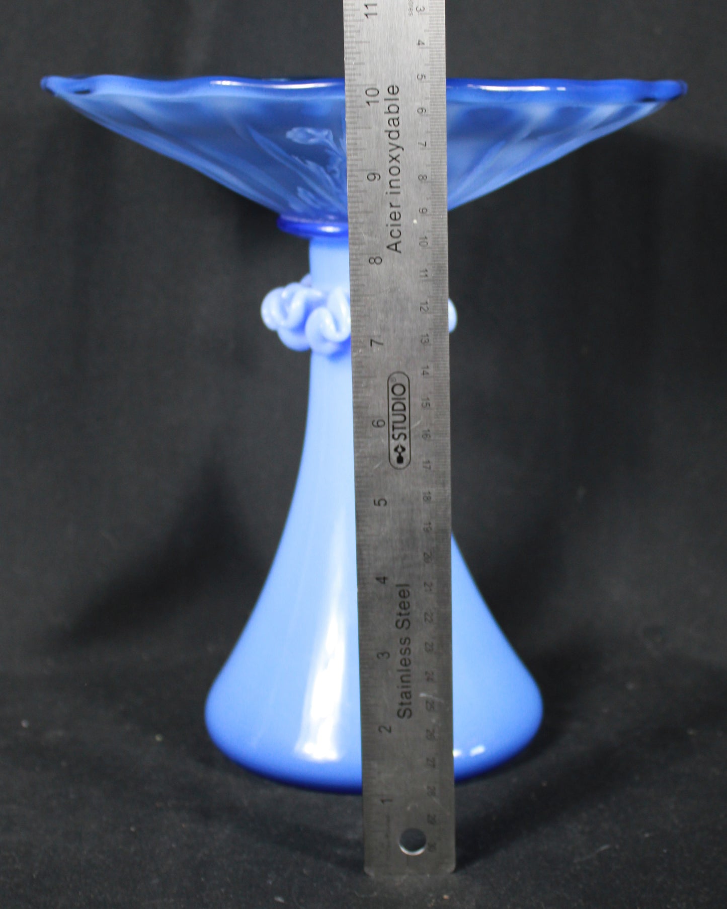 Krakow Institute of Glass Blue Opaline Pedestal Bowl Handmade in Poland