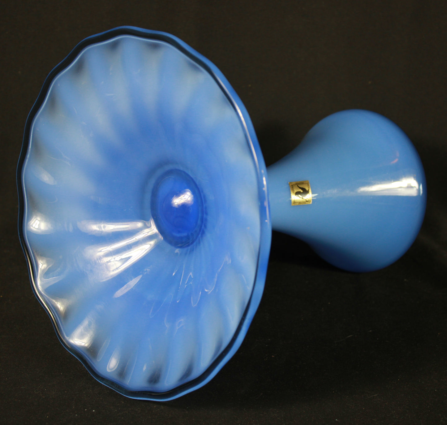 Krakow Institute of Glass Blue Opaline Pedestal Bowl Handmade in Poland