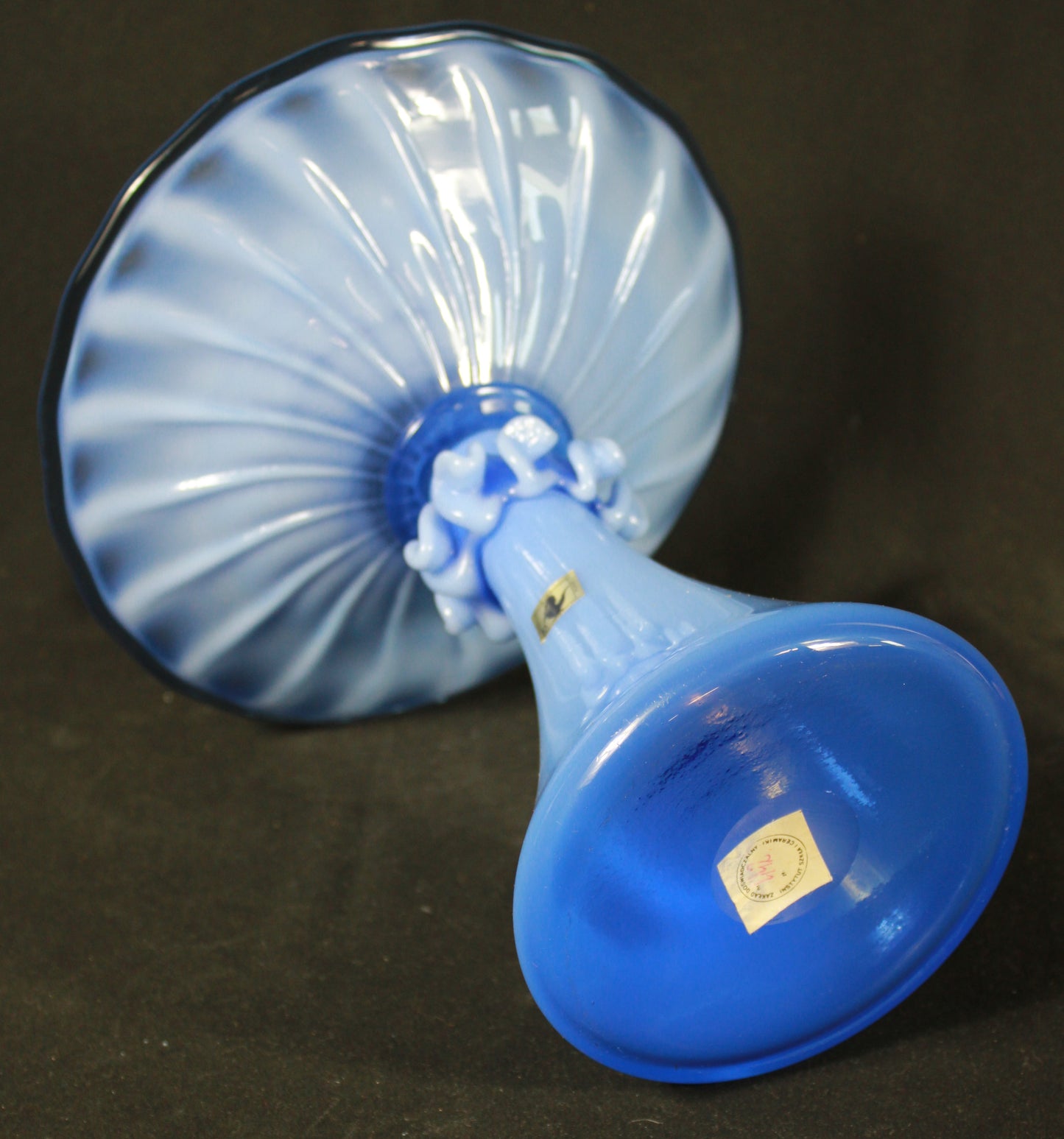 Krakow Institute of Glass Blue Opaline Pedestal Bowl Handmade in Poland