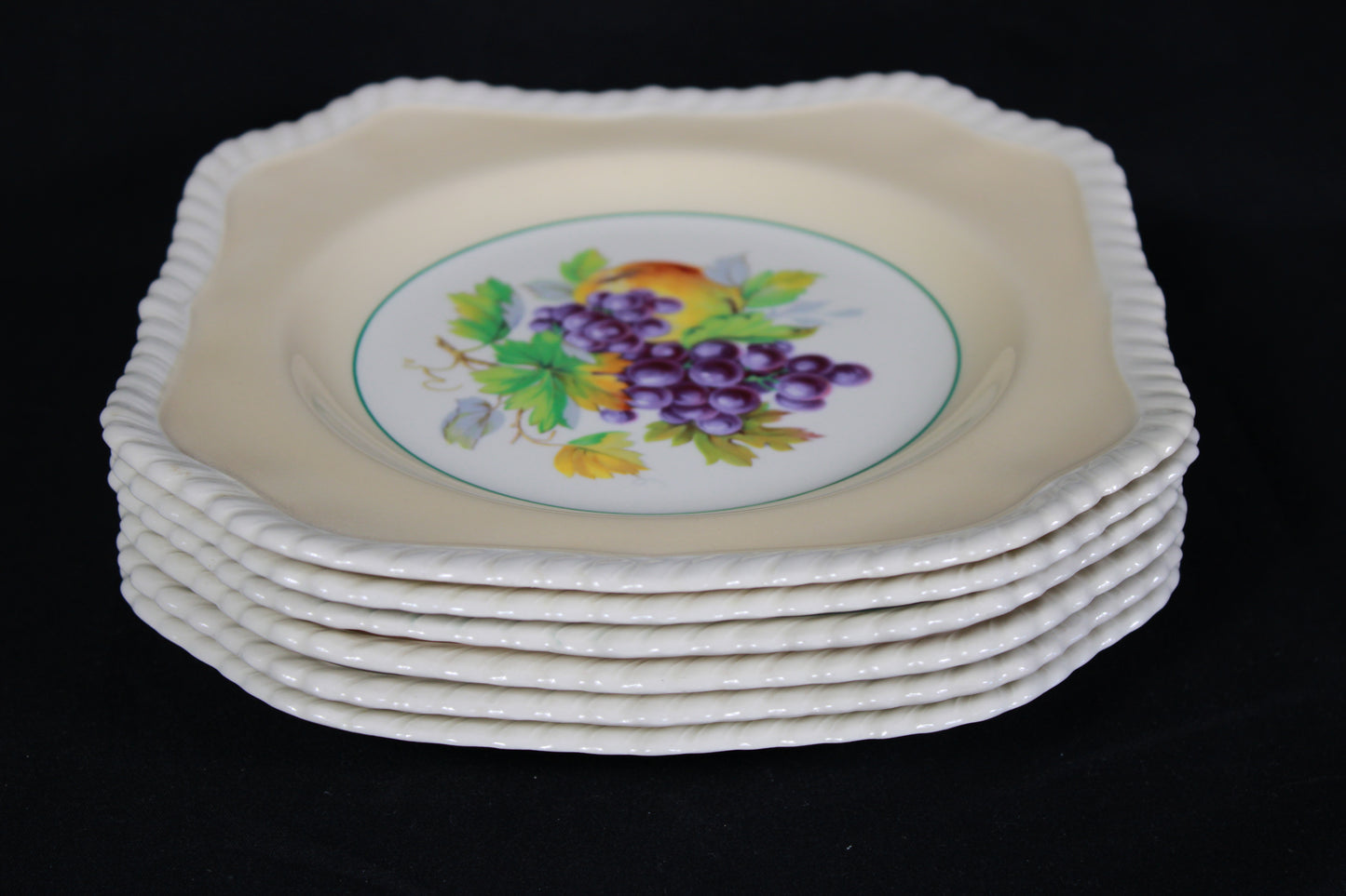 Johnson Bros England Square Scalloped Fruit Plates - Set of 7