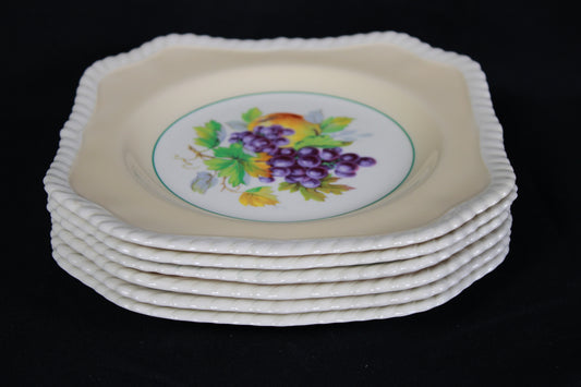 Johnson Bros England Square Scalloped Fruit Plates - Set of 7