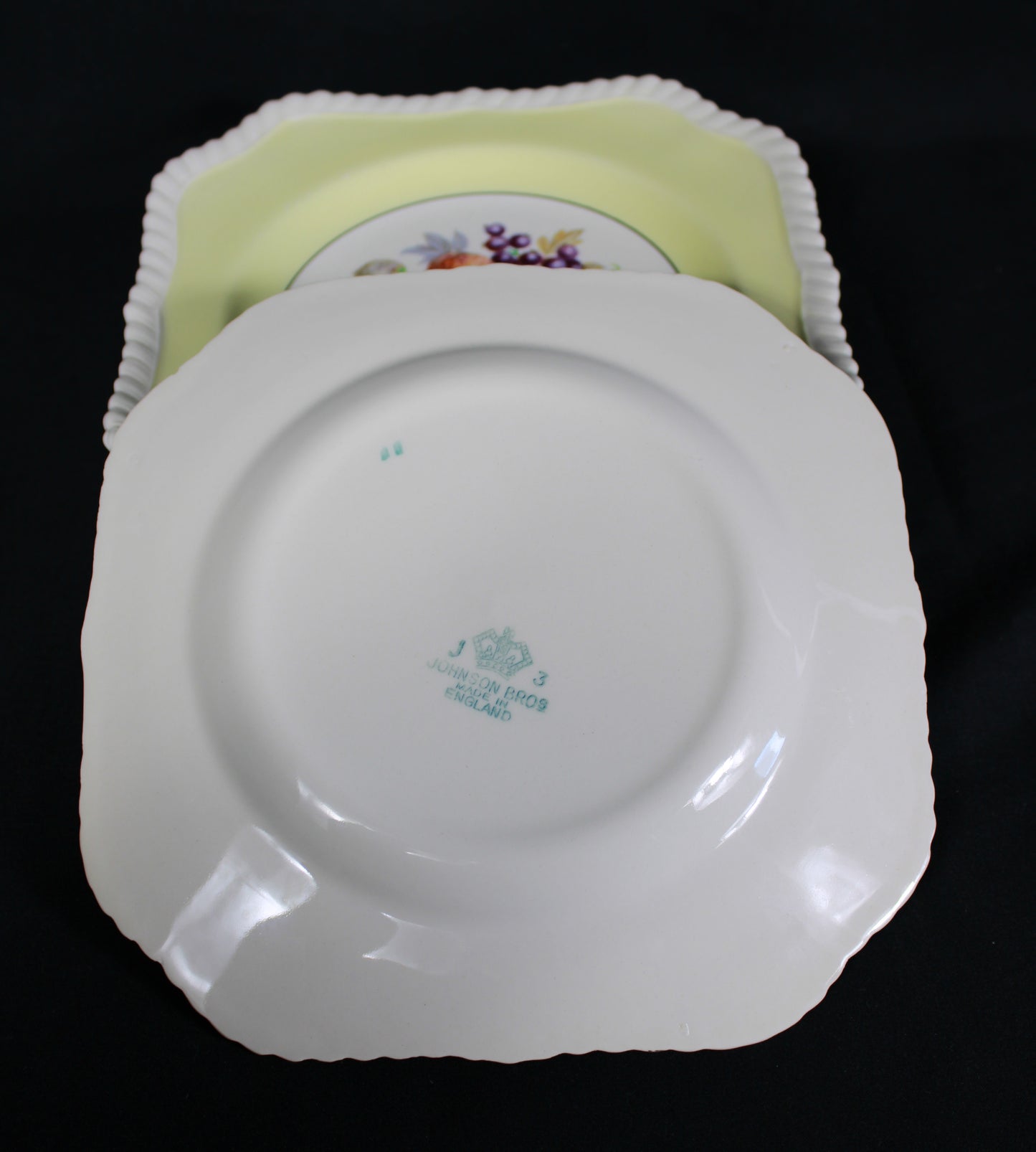 Johnson Bros England Square Scalloped Fruit Plates - Set of 7