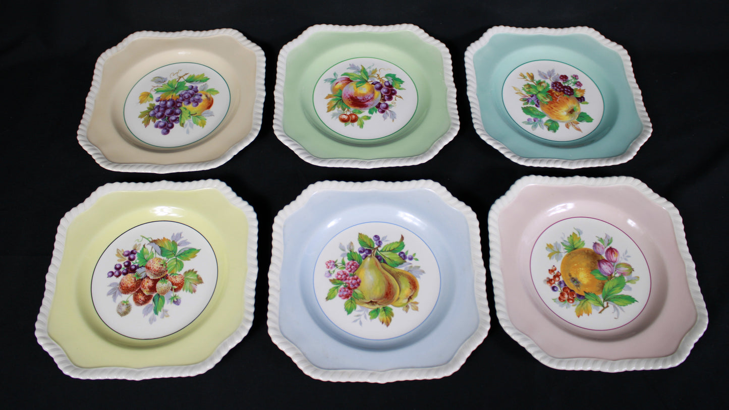 Johnson Bros England Square Scalloped Fruit Plates - Set of 7