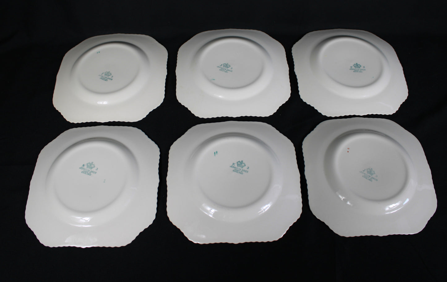 Johnson Bros England Square Scalloped Fruit Plates - Set of 7