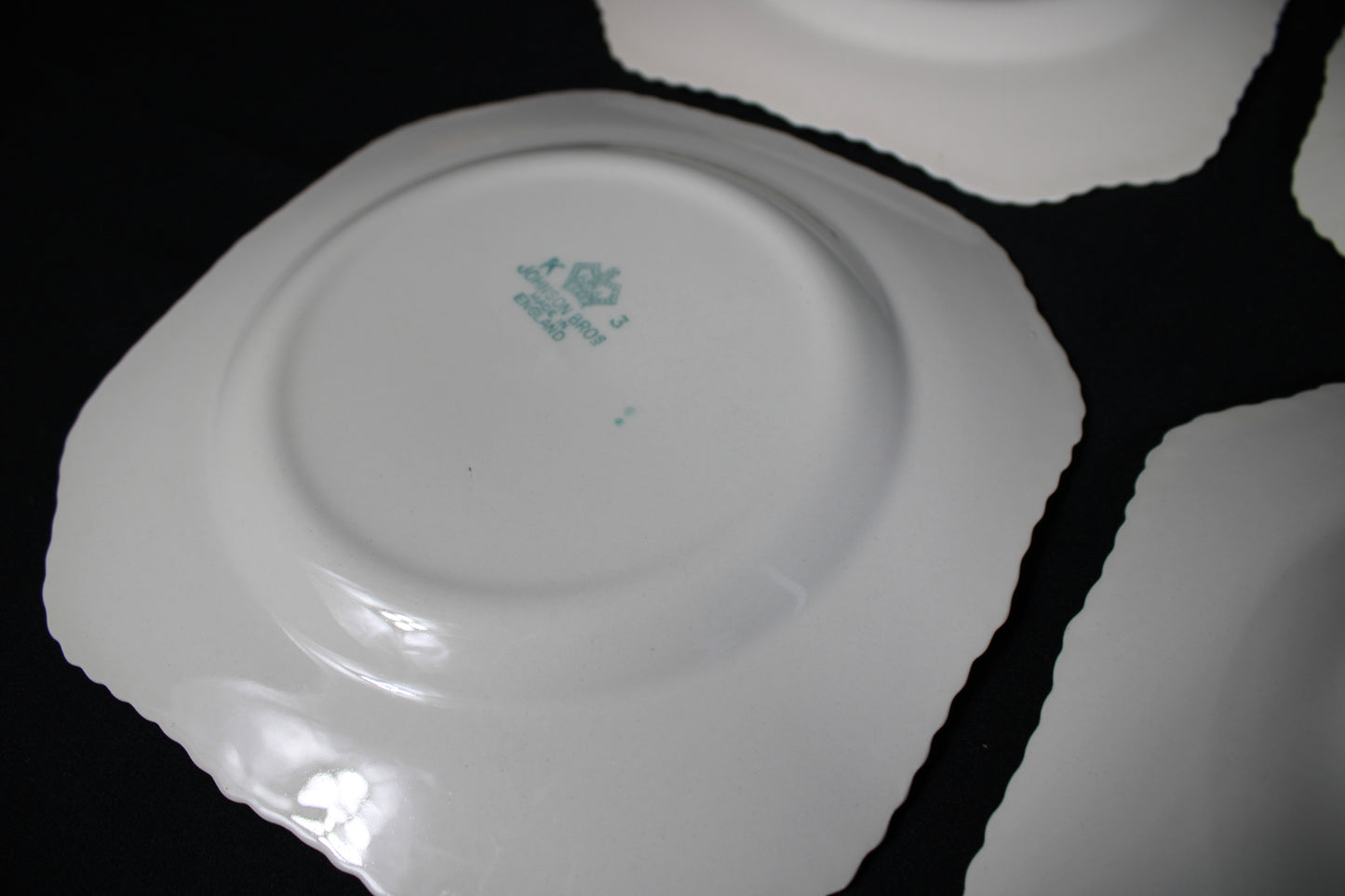 Johnson Bros England Square Scalloped Fruit Plates - Set of 7