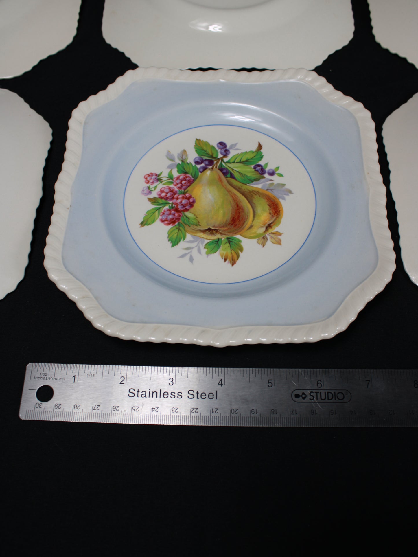 Johnson Bros England Square Scalloped Fruit Plates - Set of 7
