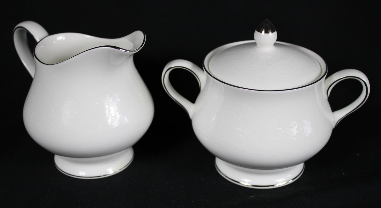 Wedgwood Silver Ermine Bone China Creamer and Covered Sugar Bowl Set