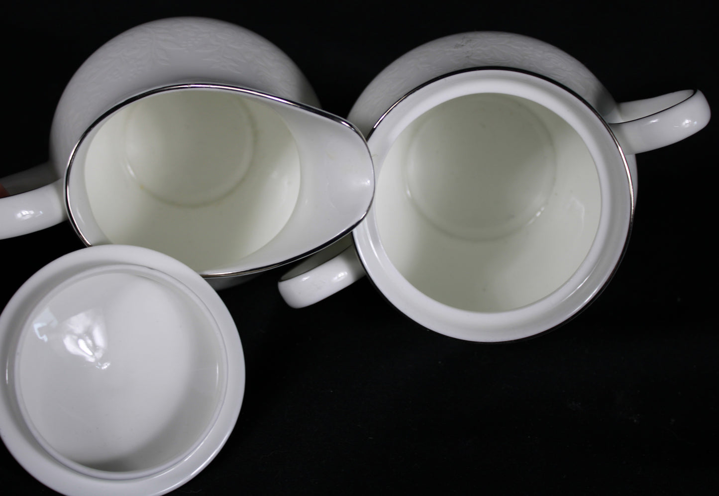 Wedgwood Silver Ermine Bone China Creamer and Covered Sugar Bowl Set