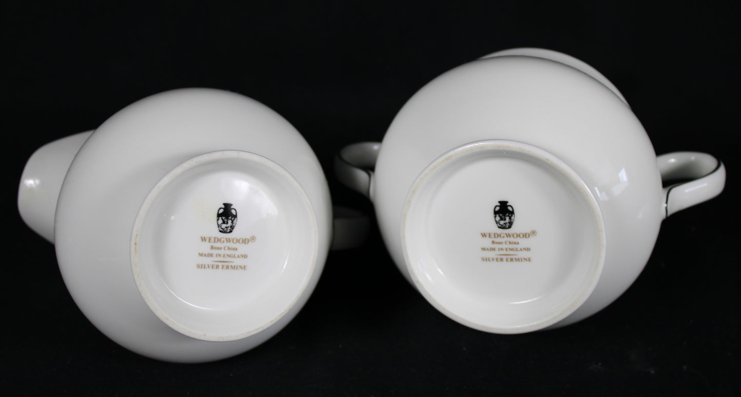 Wedgwood Silver Ermine Bone China Creamer and Covered Sugar Bowl Set