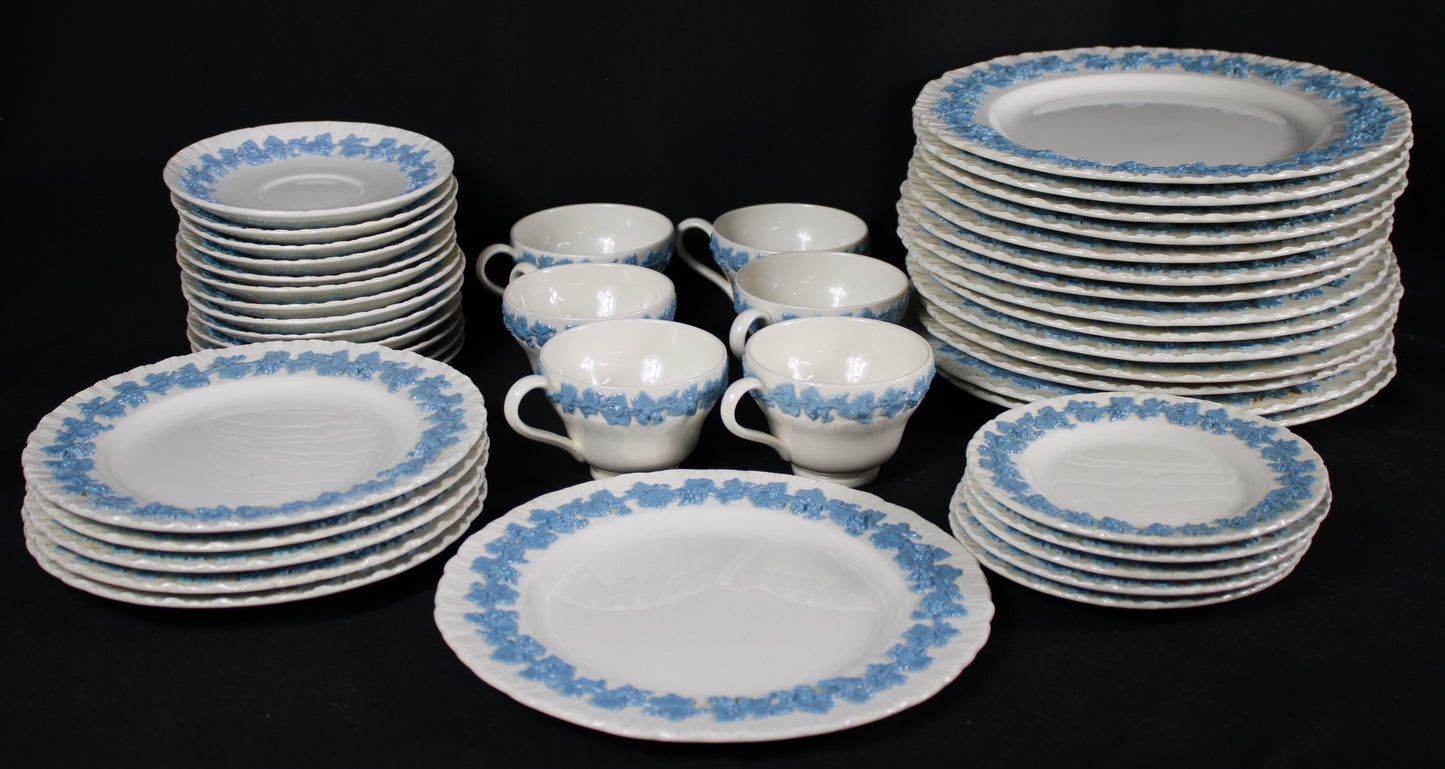 Wedgwood Queen's Ware Blue on Cream Shell Edge China Set