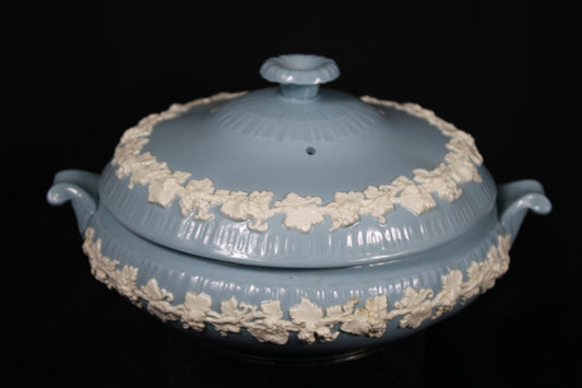 Wedgwood Embossed Queen's Ware Lavender Blue Covered Vegetable Tureen