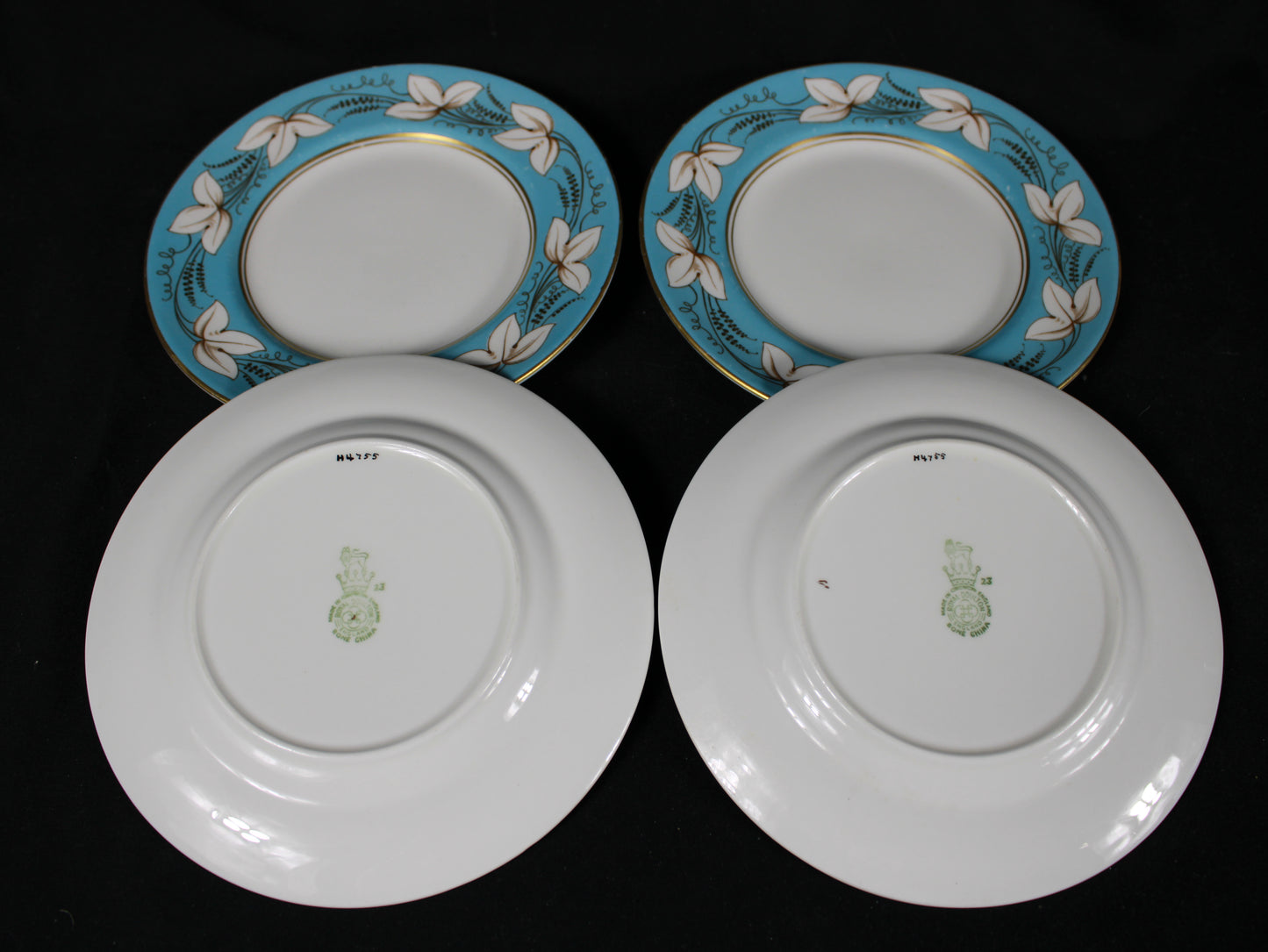 Royal Doulton Art Deco Style Turquoise & Gold Bread Plates - Set of 4