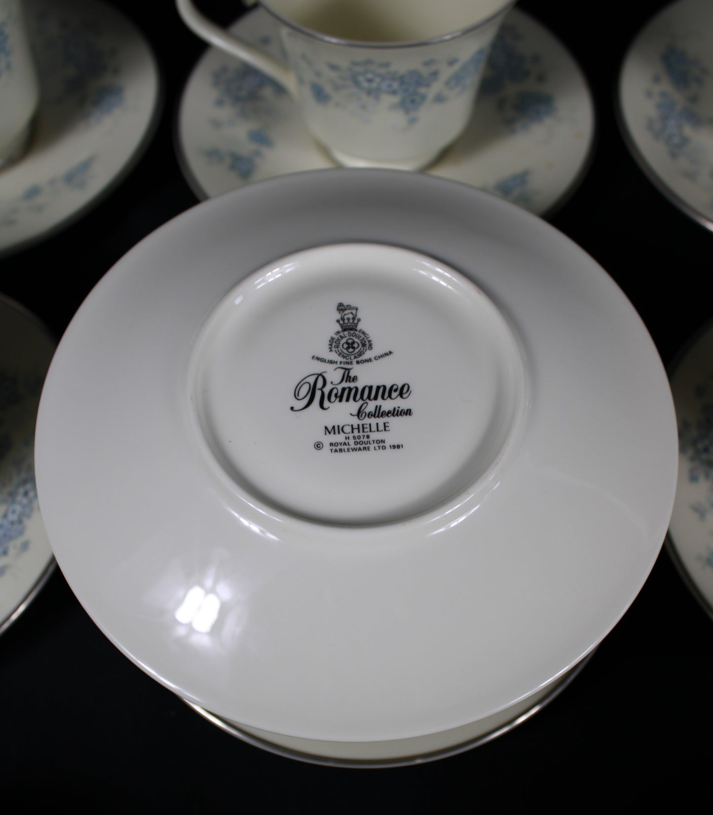 Royal Doulton Michelle The Romance Collection Bone China Tea Cup and Saucer Set of 12