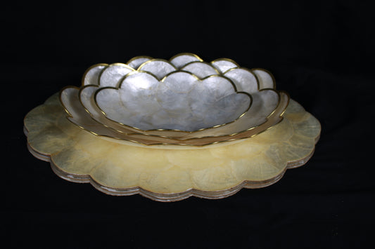 Vintage Tesoro's Manila Capiz Shell Placemat and Nested Bowl Collection