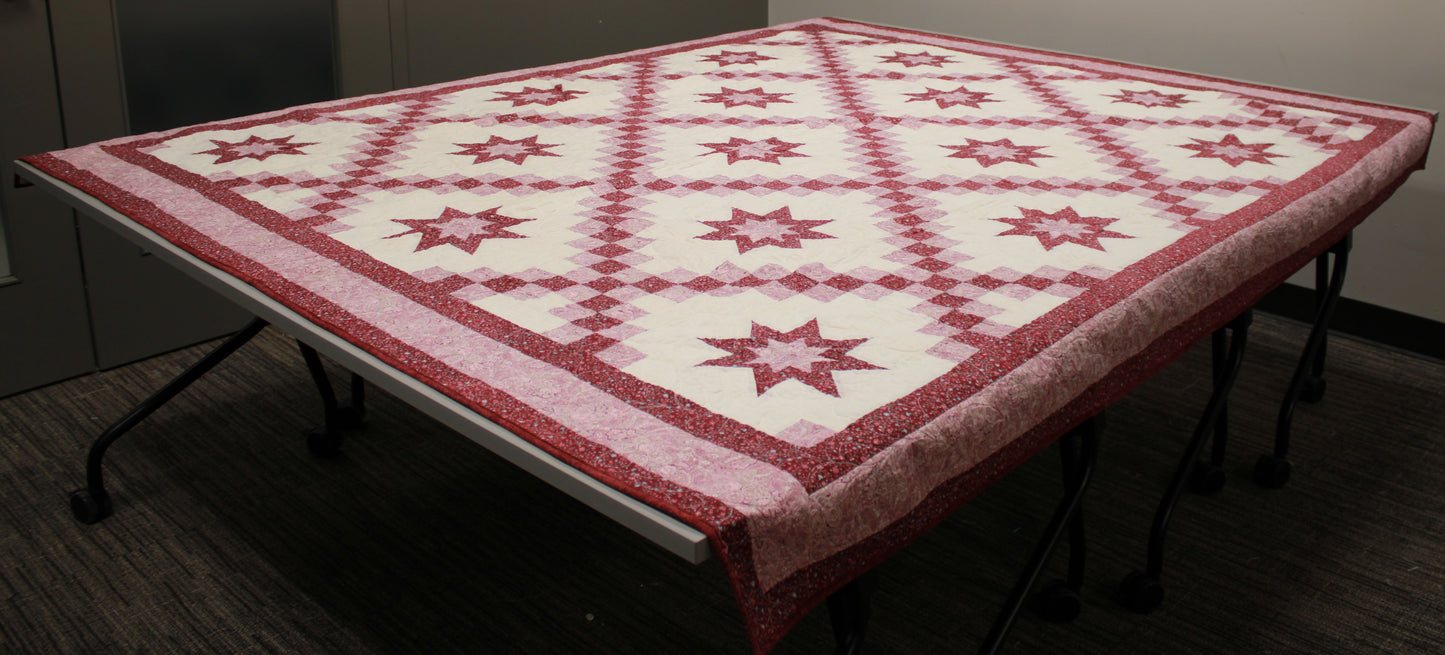 Hand-Pieced Star and Chain Double Quilt