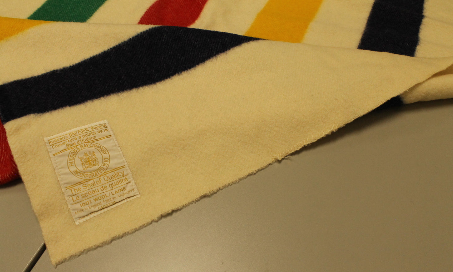 Hudson's Bay Company 4-Point Blanket | 100% Wool, Multi-Color Stripe