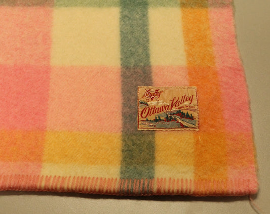 Vintage Ottawa Valley Pure Wool Plaid Blanket