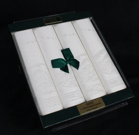 Set of 4 Vintage Ewart Liddell Celtic Irish Linen Damask Napkins