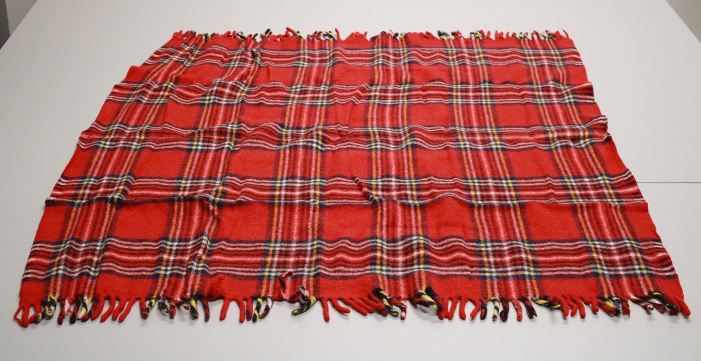 J. Crew Tartan Wool Picnic Blanket with Leather Carrier