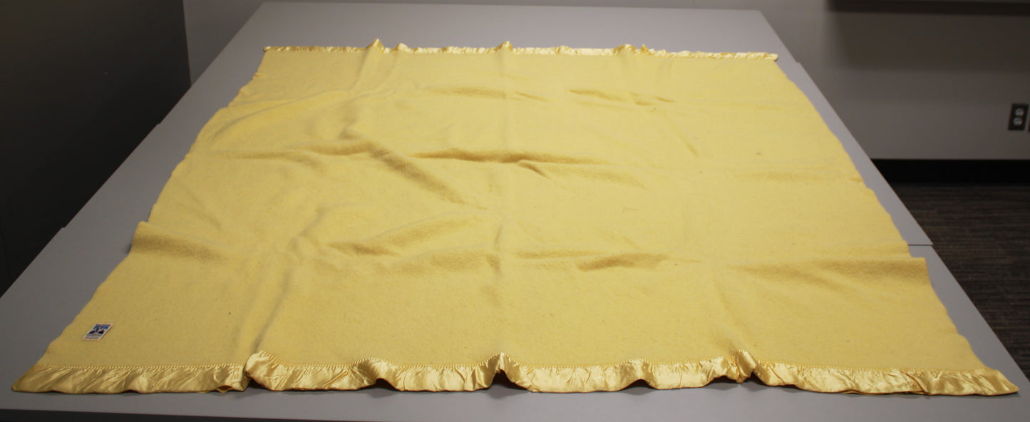 Vintage Kenwood Ramcrest Yellow Virgin Wool Blanket Made in Canada