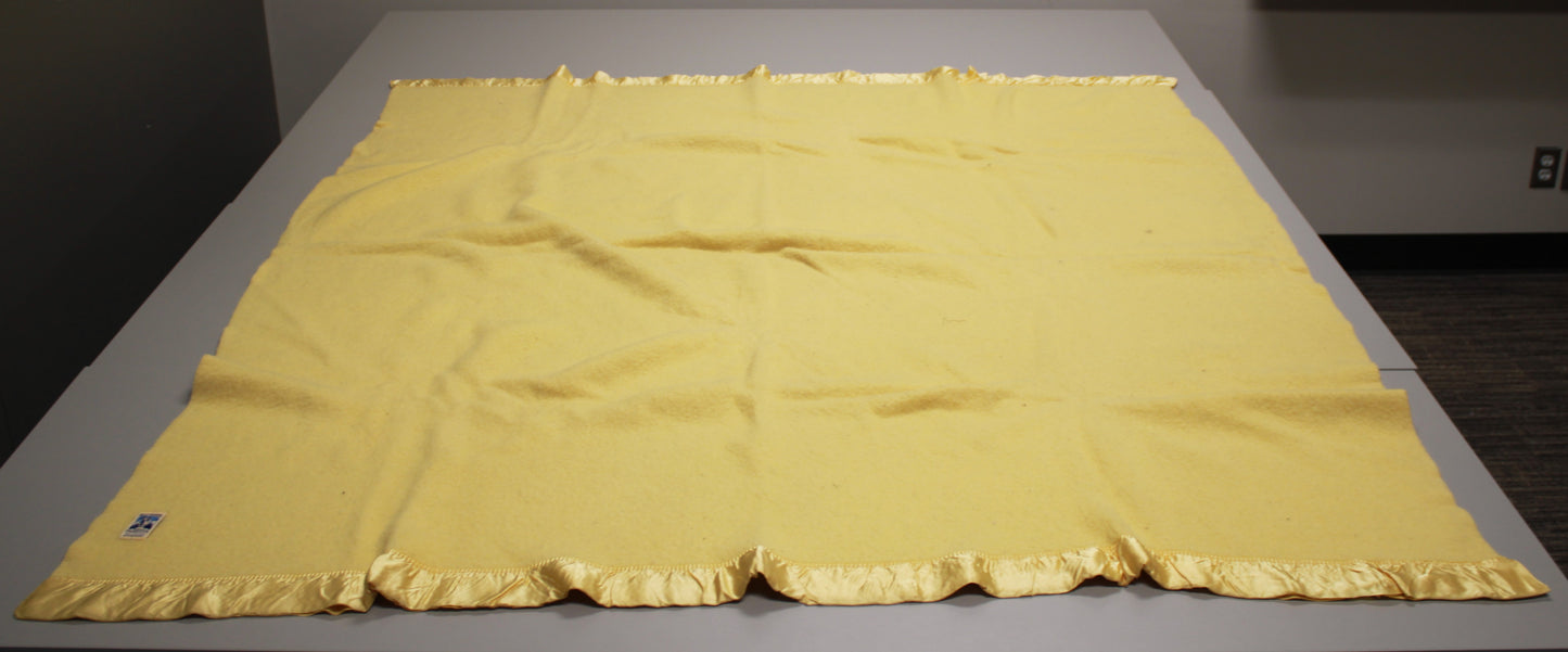 Vintage Kenwood Ramcrest Yellow Virgin Wool Blanket Made in Canada