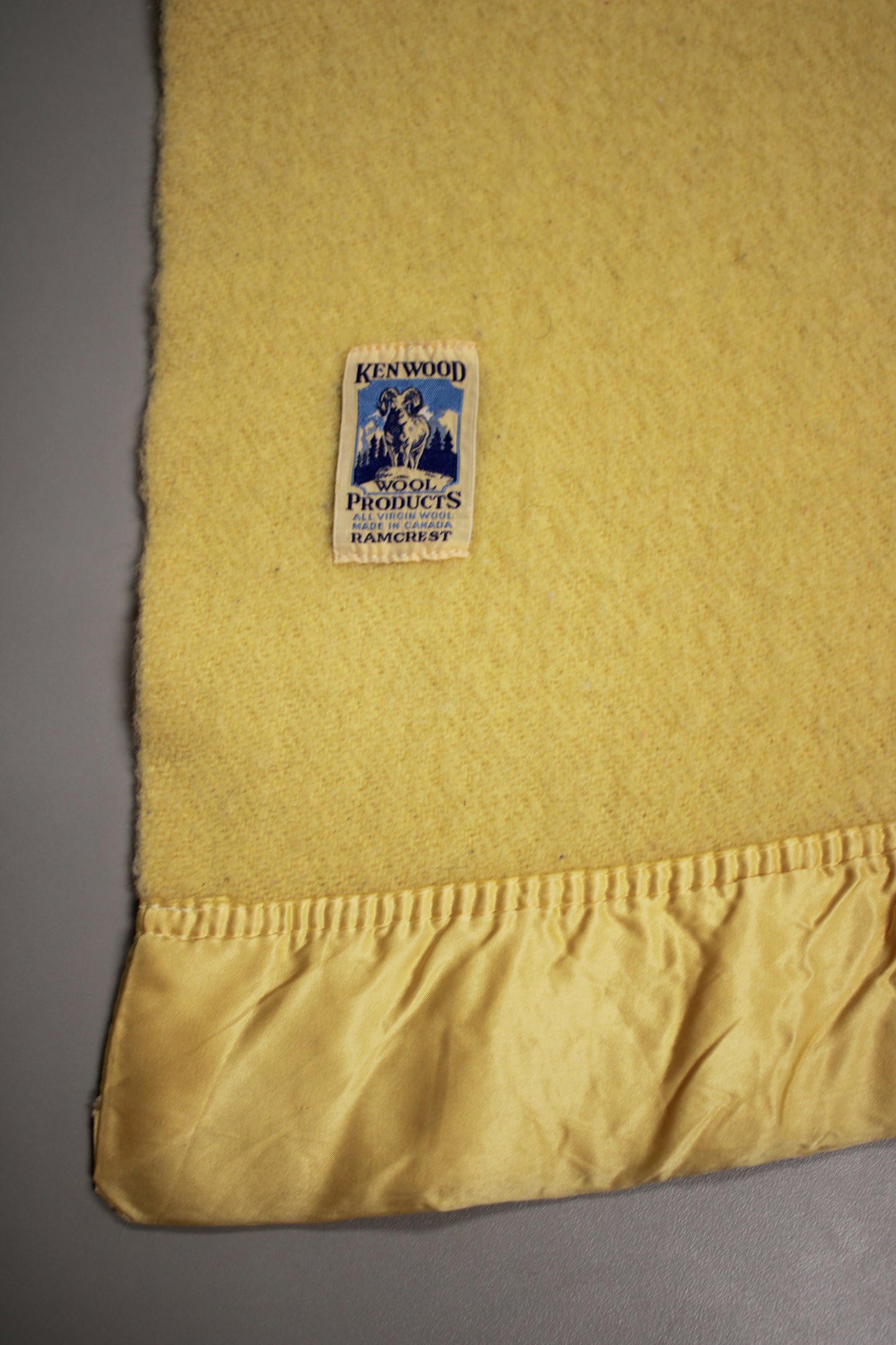 Vintage Kenwood Ramcrest Yellow Virgin Wool Blanket Made in Canada