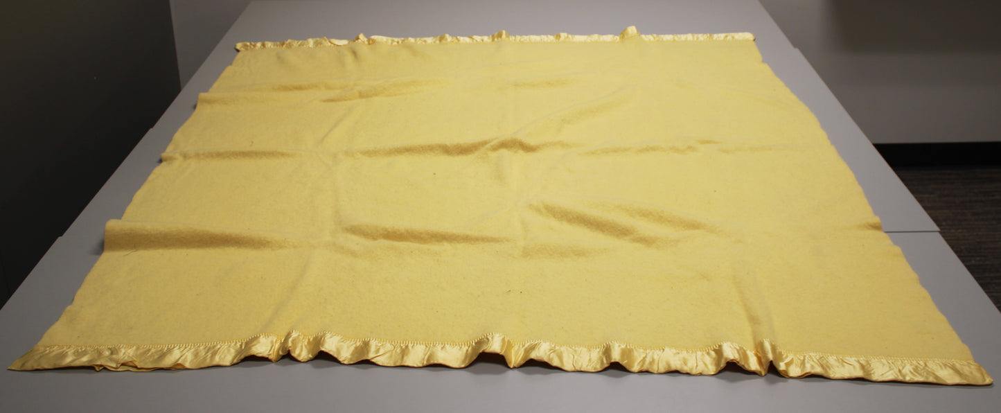 Vintage Kenwood Ramcrest Yellow Virgin Wool Blanket Made in Canada