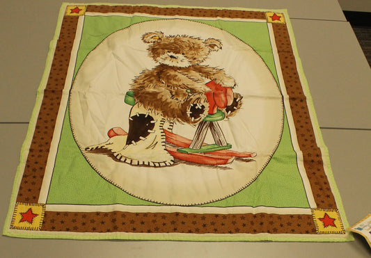 New Quilted Panel Blanket - Cute Teddy Bear Design - Approx. 35 x 43 Inches